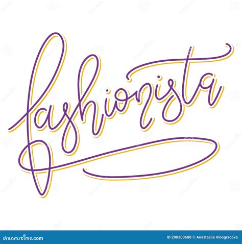 Fashionista Colored Lettering Vector Illustration Isolated On White