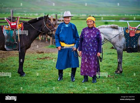 Mongolia Arkhangai Province Yurt Nomad Camp In The Steppe Mongolian