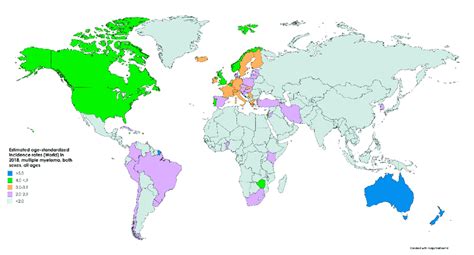 Map Showing The Estimated Age Standardized Incidence Rates Per 100 000