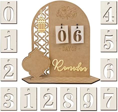 COLOFALLA Ramadan Kalender DIY Holz Eid Mubarak Countdown Kalender Deko