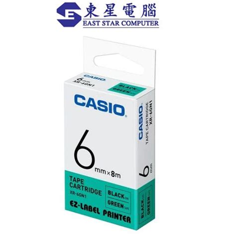 Casio Casio 6mm 標籤帶 Xr 6gn1 6mm綠底黑字 Hktvmall 香港最大網購平台