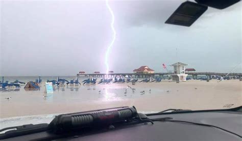 Shocking photos: Lightning strikes near Florida beach