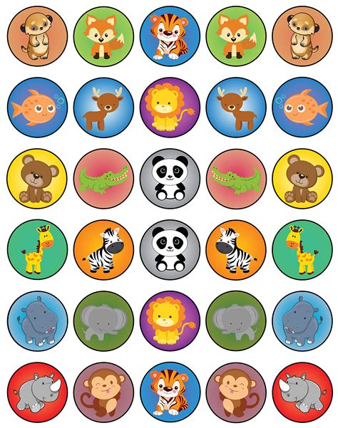 Buy 30 X Edible Cupcake Toppers Cute Jungle Animal Party Collection