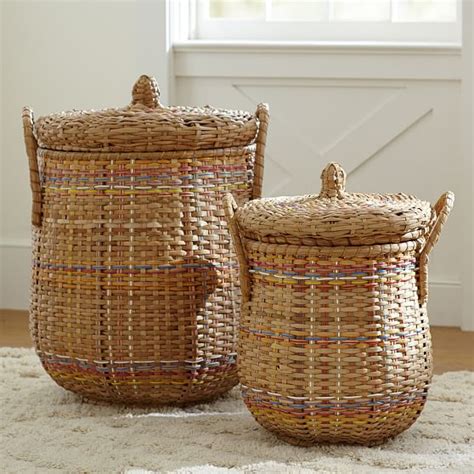 Woven Multi Colored Baskets Sale Pottery Barn Teen