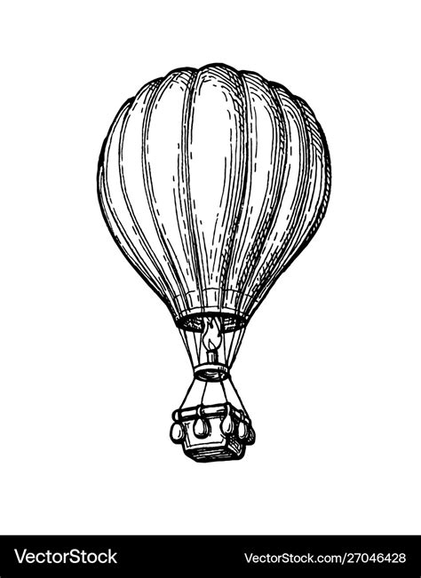 Ink Sketch Hot Air Balloon Royalty Free Vector Image