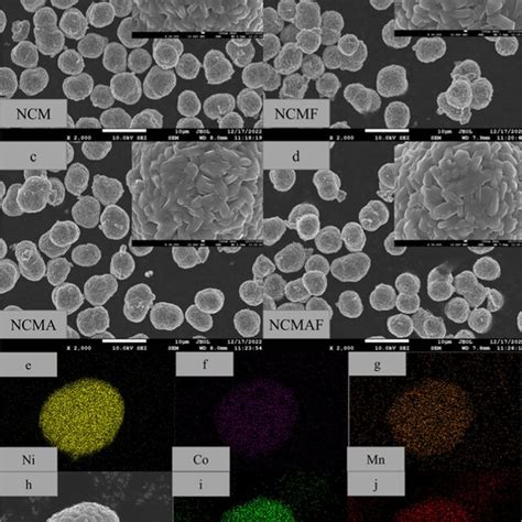 SEM Images Of A NCM B NCMF C NCMA D NCMAF EDS Element Mapping Of H