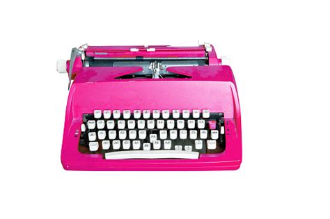 Old Retro Pink Typewriter Isolated On White Stock Photo Download