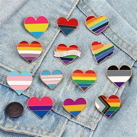 Lgbt Pride Lesbian Gay Rainbow Heart Brooch Colorful Icon Enamel Pin Backpack Clothes Lapel Pins