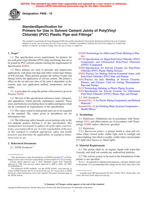 Astm F Standard Specification For Primers For Use In Solvent