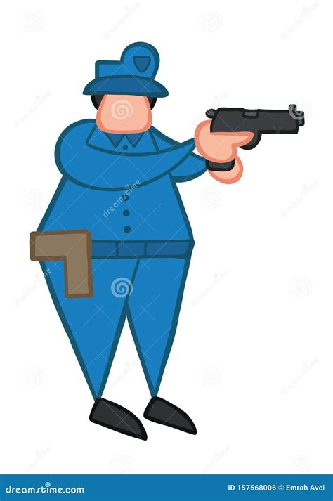 3D Policeman Pointing A Gun In Front Royalty-Free Cartoon ...