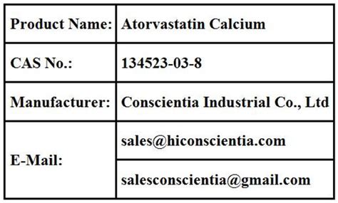 Atorvastatin Calcium Trihydrate Api Manufacturer Supplier