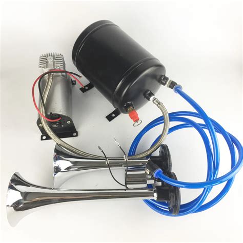 Air Horn Chrome Zinc Dual Trumpet Air Horn With Compressor For Any 12v