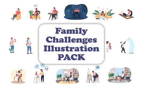 Family Challenges Illustration Bundle - TemplateMonster