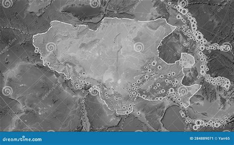 Near Eurasian Plate. Boundaries. Grayscale Map Stock Illustration ...