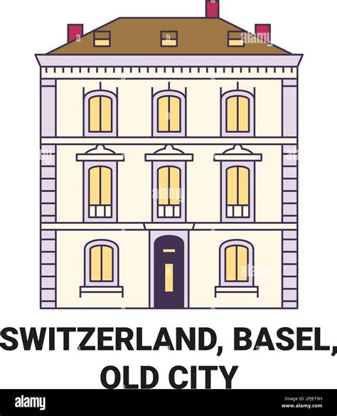 Switzerland Basel Old City Travel Landmark Vector Illustration Stock