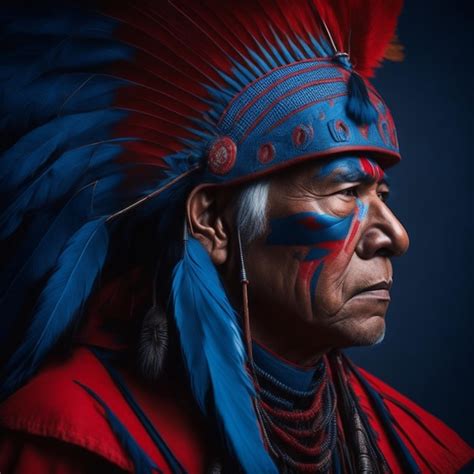 Premium Ai Image A Man With A Native American Headdress And Feathered