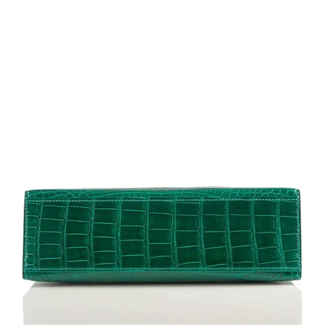 Hermes Emerald Shiny Alligator Mini Kelly Pochette For Sale At 1stdibs