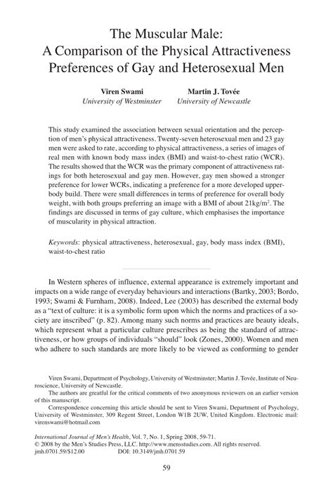 PDF The Muscular Male A Comparison Of The Physical Attractiveness Preferences Of Gay And