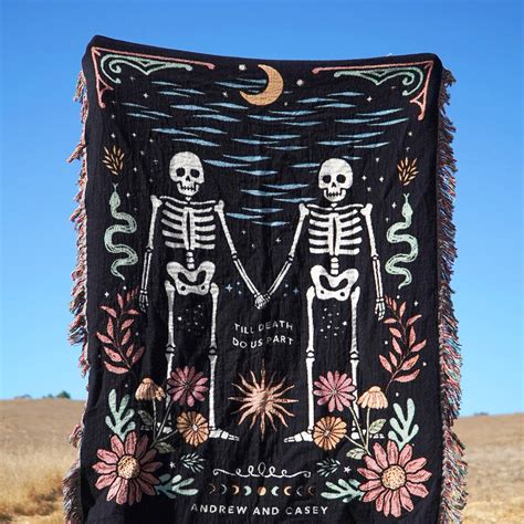 Personalized Skeleton Couple Woven Blankets | Till Death Do Us Part ...