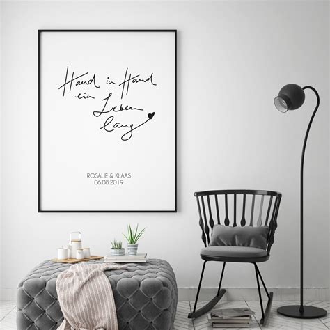 Poster Hand In Hand Ein Leben Lang Hochzeitsgeschenk Etsy