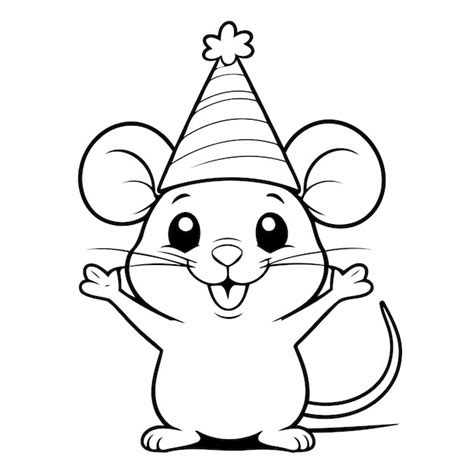 Premium Vector | Cute vector illustration mouse drawing for kids colouring activity