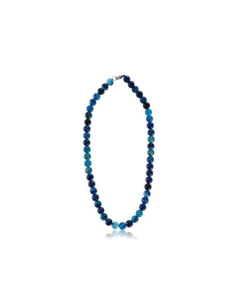 Bracelet agate bleue perles facettées 10 mm