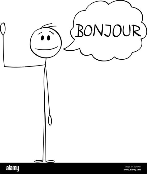 Person Or Man Waving His Hand And Saying Greeting Bonjour In French