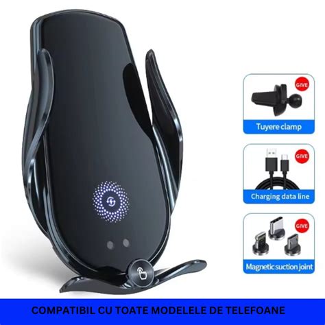 Suport Auto Magnetic Pentru Telefon Universal Incarcator Wireless In