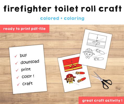 Firefighter Toilet Paper Roll Craft Fireman Party Coloring Printable ...