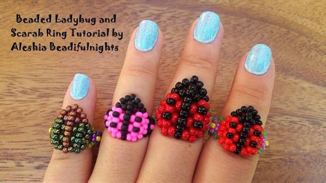 Beaded Ladybug And Scarab Ring Tutorial YouTube