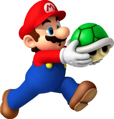 File Nsmbw Mario Holding Green Shell Artwork Png Super Mario Wiki