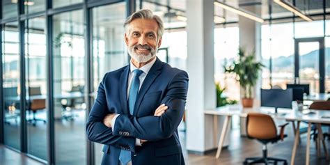 Professional Mature Businessman Portrait In Modern Office Setting
