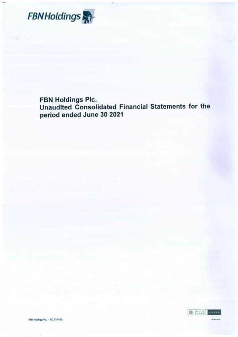 Fbn Holdings Plc Fbnh Ng Hy2021 Interim Report