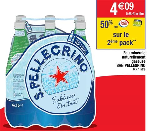 Promo San pellegrino eau minérale naturellement gazeuse chez Cora