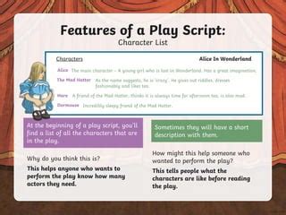 Features Of A Play Script For Elementary PPT