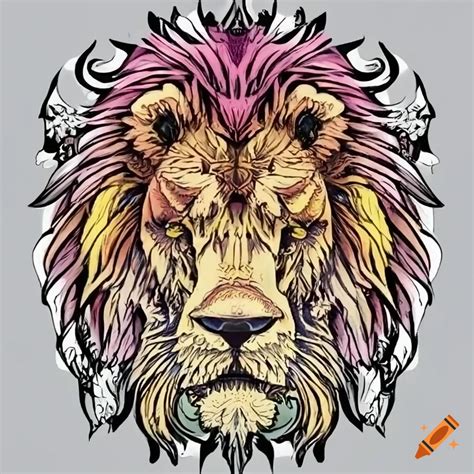 Intricate Lion Tattoo Outline