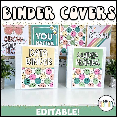 Retro Editable Binder Covers And Spines Confetti And Creativity