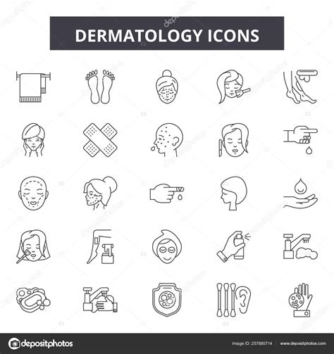 Dermatology Line Icons Signs Set Vector Dermatology Outline Concept