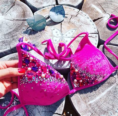 Pink Velvet Embellished Bikini Slaylebrity
