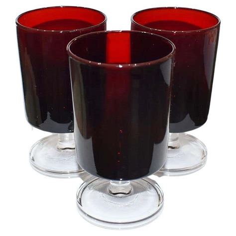 Vintage Set Of 13 French Water Goblets In Ruby Red At 1stdibs Ruby Red Water Goblets