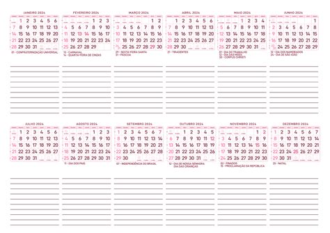 Calendario Folha Inteira Rosa Fazendo A Nossa Festa