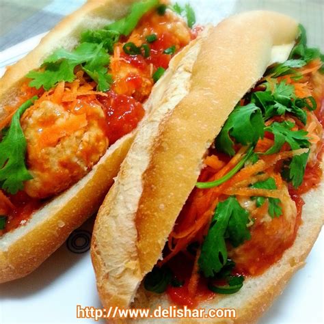 Vietnamese Meatball Sandwich Banh Mi Xiu Mai Delishar Singapore