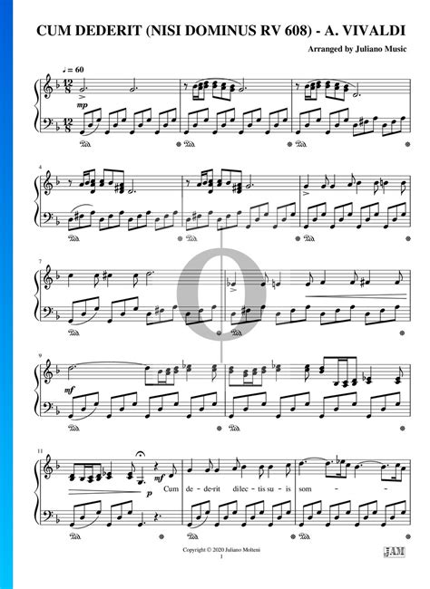 Cum Dederit Nisi Dominus Rv Antonio Vivaldi Piano Sheet Music