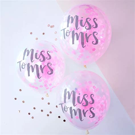 Ginger Ray Miss To Mrs Pink Confetti Balloons 5ct Party City