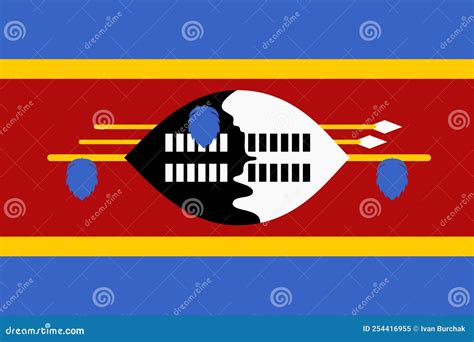 Flag Of Swaziland Official Colors Flat Vector Illustration Stock