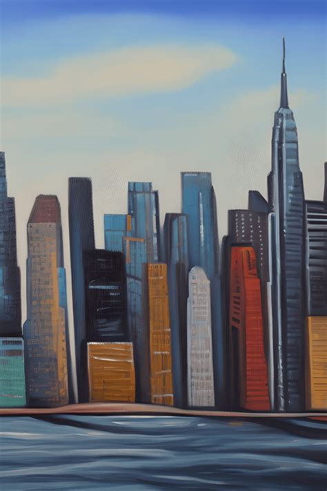 Manhattan Skyline in Oil Painting · Creative Fabrica