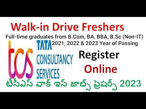 Tcs Walk In Drive Freshers Tcs Recruitment Freshers