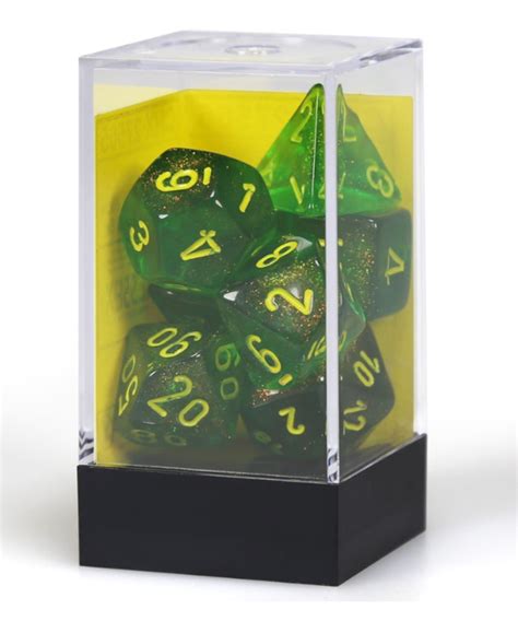 Chessex Polyhedral 7 Die Set Borealis Maple Green W Yellow Discount Games Inc