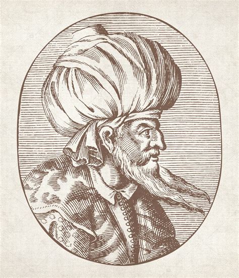 Engraved Portrait Of Sultan Orhan Gazi Stock Illustration By