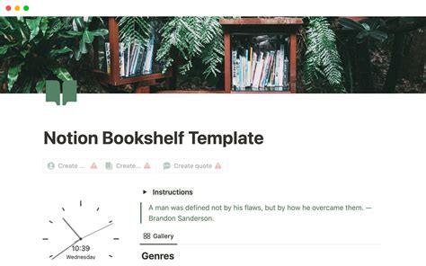 Galer A De Plantillas De Notion Notion Bookshelf Template